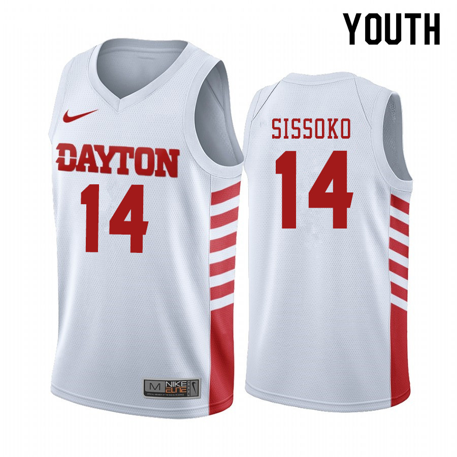 Youth #14 Moulaye Sissoko Dayton Flyers College Basketball Jerseys Sale-White